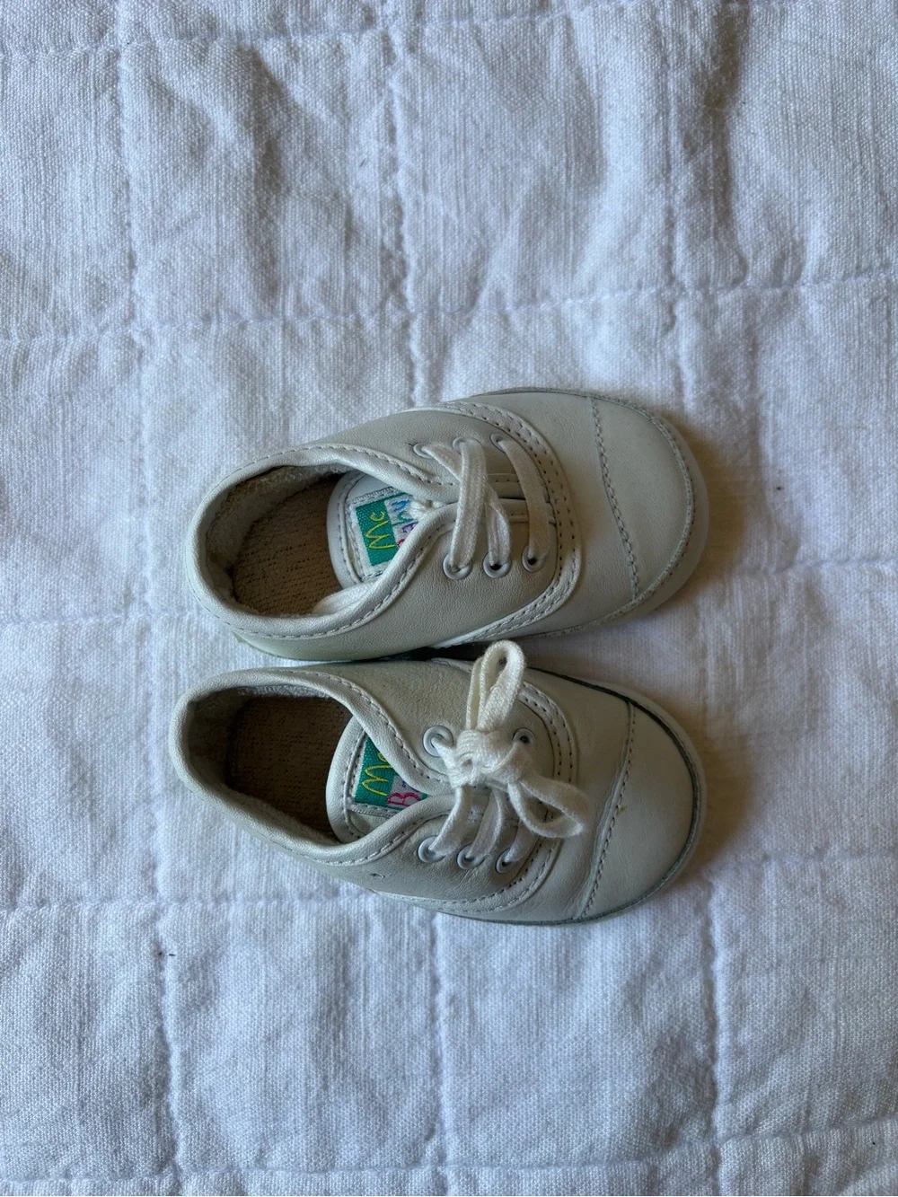 Vintage McBaby White Lace-Up Shoes Baby Size 2